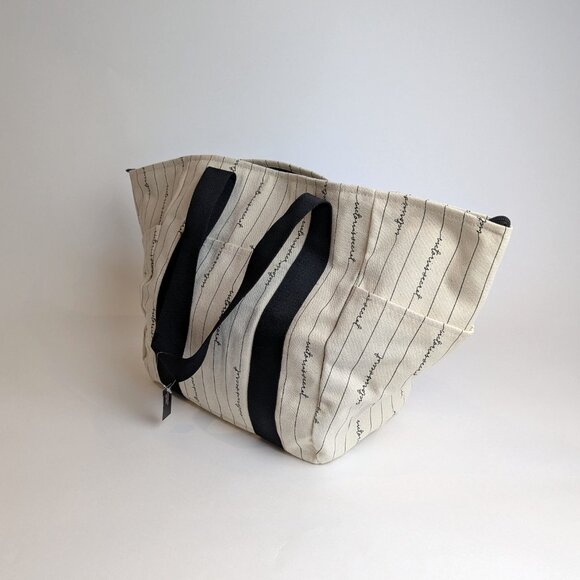 VICTORIA'S SECRET PINK LOGO STRIPED CANVAS TOTE BAG - Picture 5 of 8